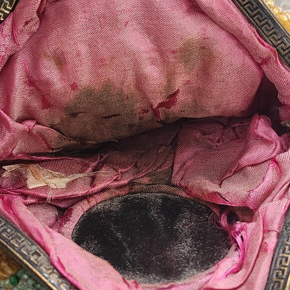 Antique Victorian Era to Art Deco glass beaded silk wrist clutch AS IS - Picture 14 of 15